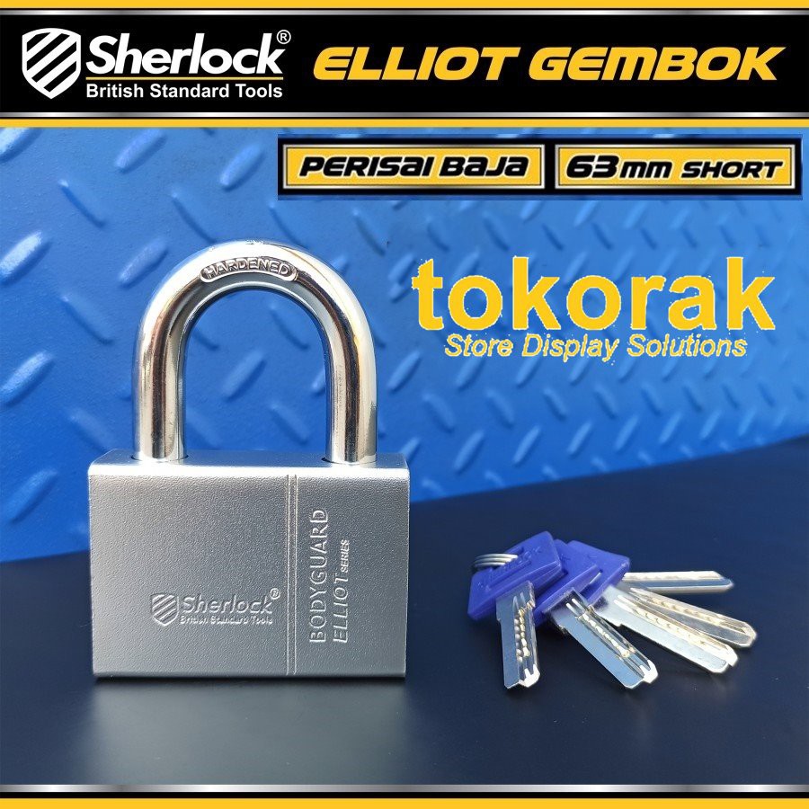 SHERLOCK ELLIOT GEMBOK PERISAI BAJA 63 MM - PINTU GERBANG CAKRAM MOTOR