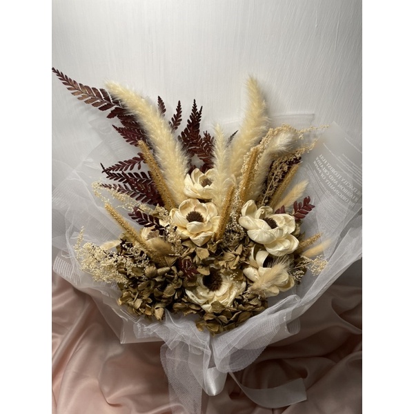 bunga tangan klasik - dried flower - bunga kering asli - bunga asli dikeringkan - bouquet - wedding 