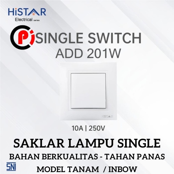 HISTAR ADD201W Saklar Lampu Single Model Tanam Inbow Mounting Tembok