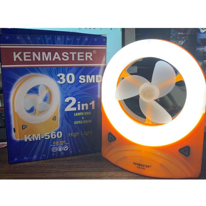 Kenmaster Lampu Emergency KM-560 30 LED Lamp Fan 2 in 1 Kipas Angin