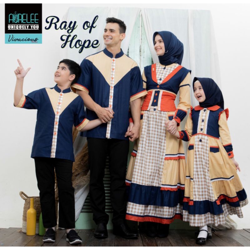 AURELEE Couple Family Gamis Koko Ray of Hope Kuning Navy