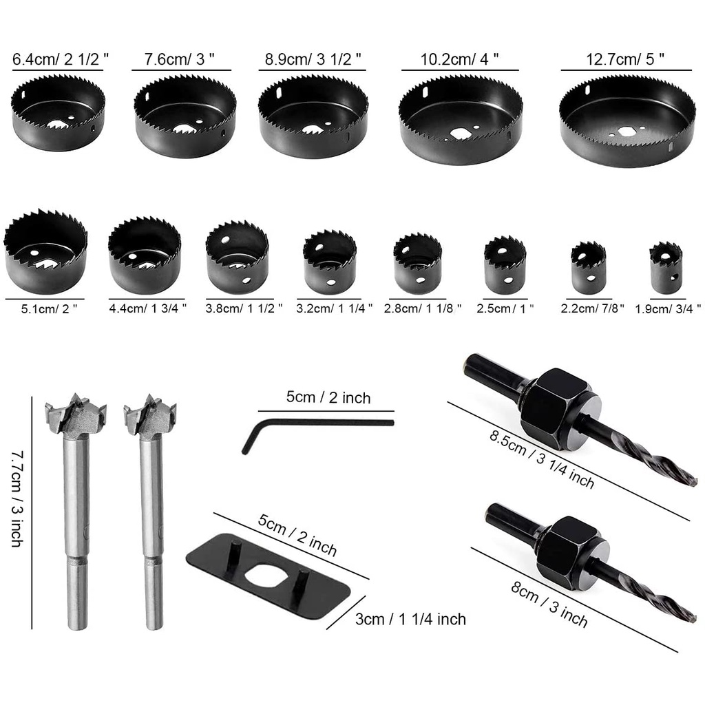 DISKON Hole Saw Set 16 Pcs Tool Kit - Mata Bor Pelubang Kayu Pipa Hidroponik-MATA BOR SET   TERMURAH