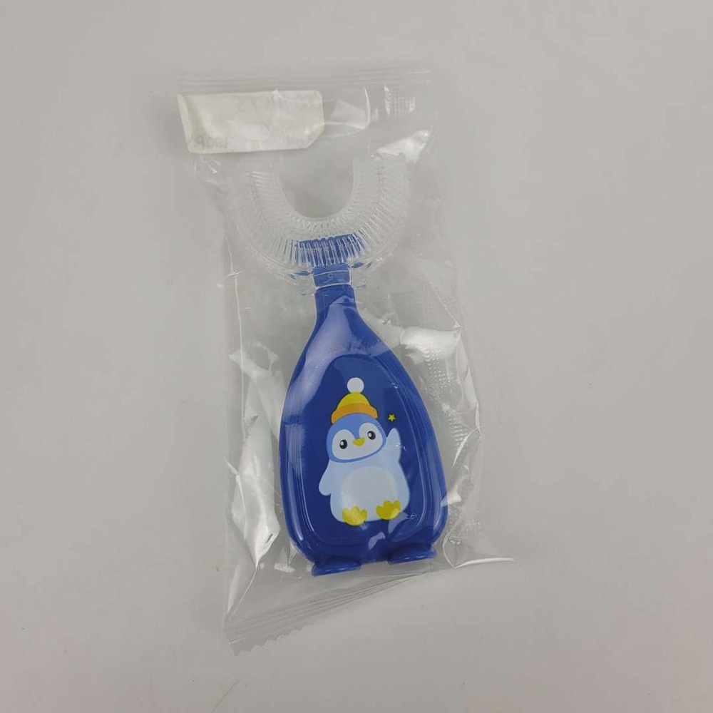Sikat Gigi Bayi Toothbrush U-Shaped Teether Silicone Size M - YP009 - Blue