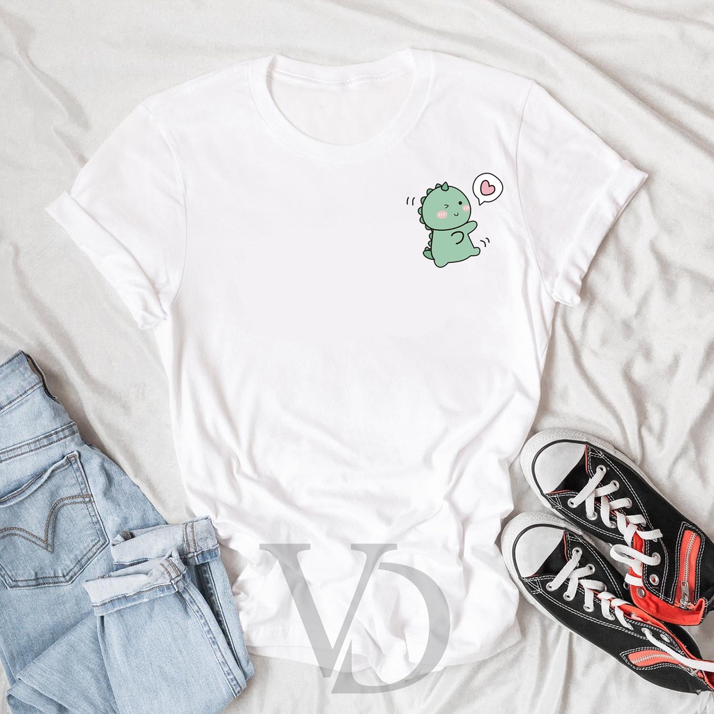 BISA COD KAOS DINO cute dino love couple 1/ ATASAN KAOS ATASAN UNISEX  BAJU LENGAN PENDEK / TUMBLR TEE