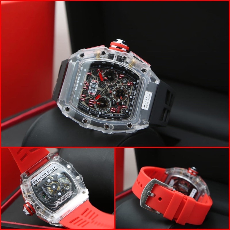 Best Promo !! Jam Tangan Fashion Pria &amp; Wanita RM Tali Rubber D-4,2cm Tanggan dan Chrono Aktif