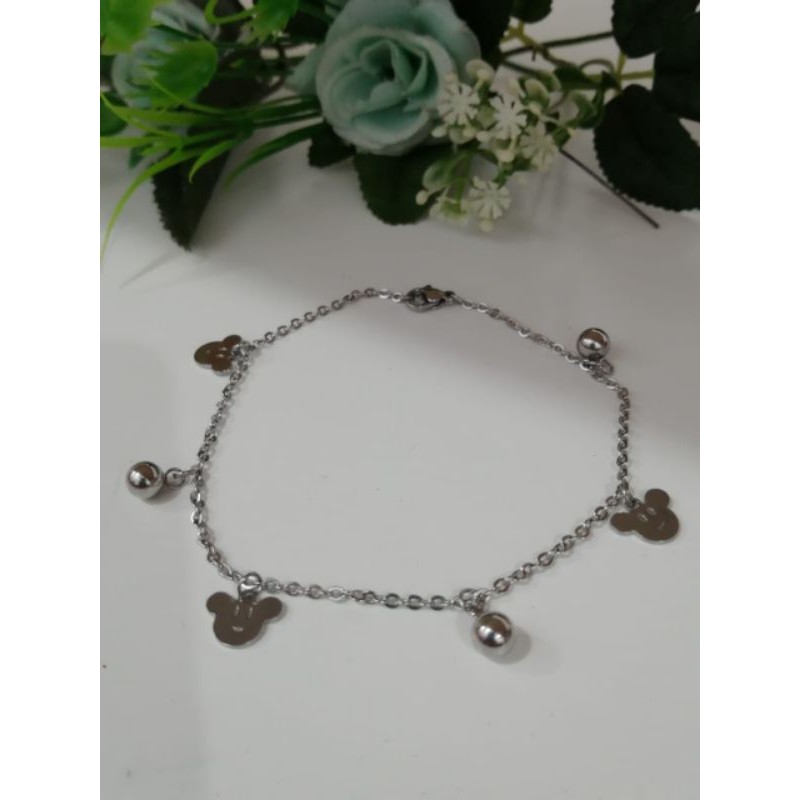 GELANG TANGAN WANITA TITANIUM ASLI ANTI KARAT LAPIS EMAS 22 K WARNA SILVER MOTIF PILIHAN