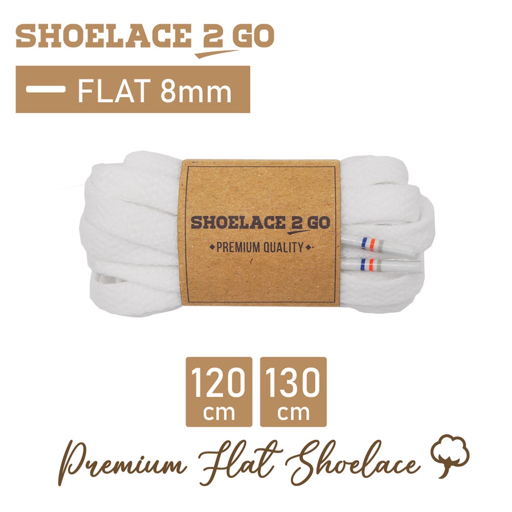 SHOELACE 2 GO PREMIUM TALI SEPATU GEPENG PIPIH FLAT A5 - WHITE