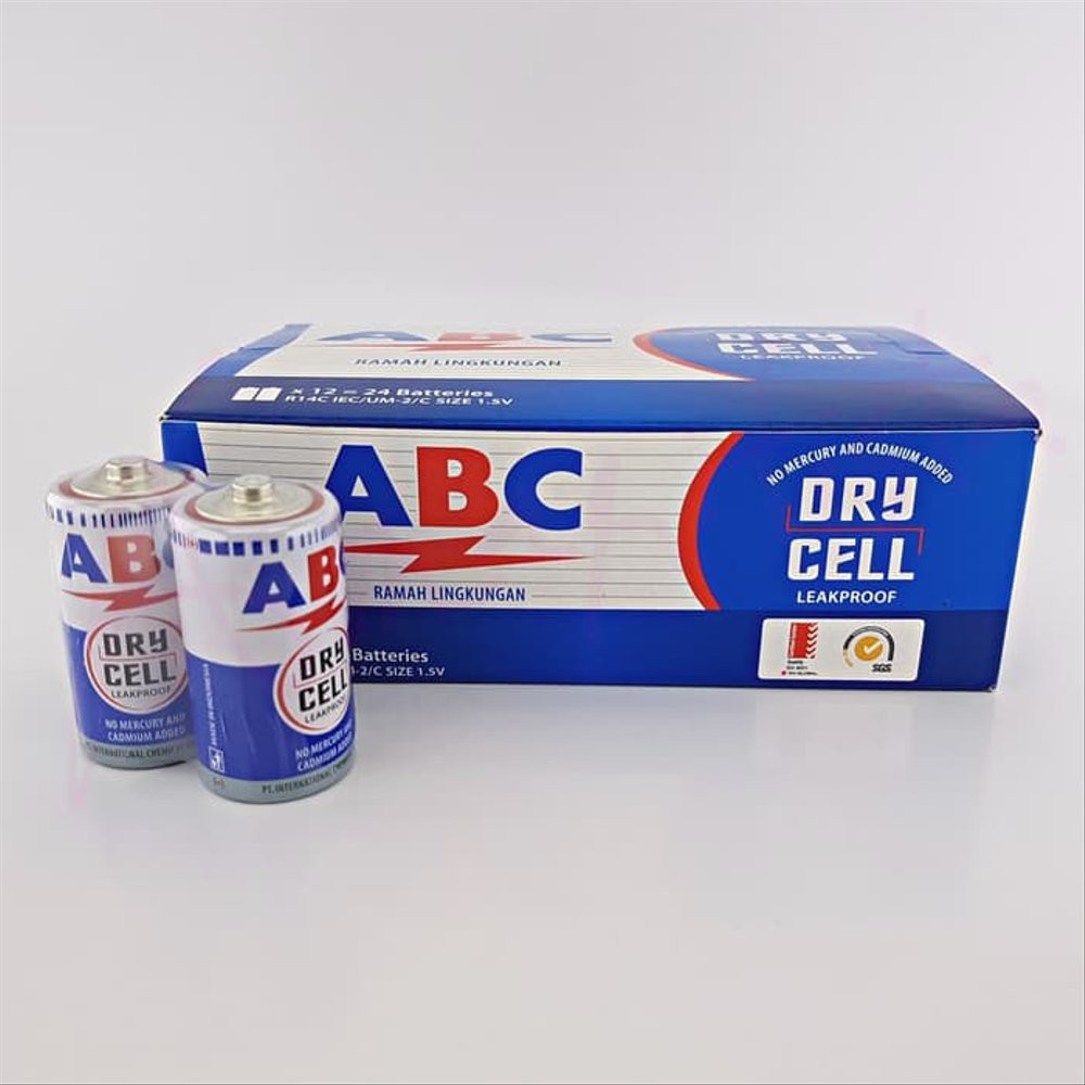 Baterai Size C LR14 ukuran sedang 1,5 V ABC Biru Dry Cell ( SET = 2 PCS )