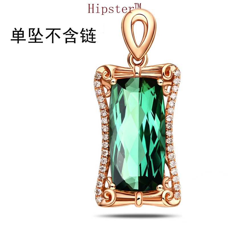 New Best-Selling Classic Fashion Domineering Natural Square Sapphire Pendant Necklace