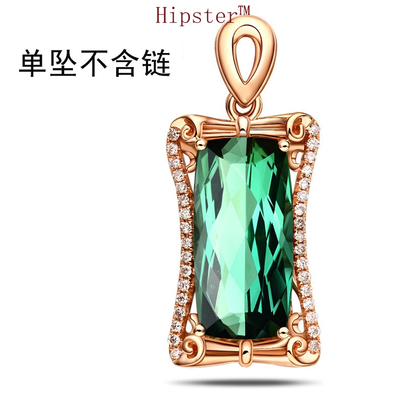 Hot Sale Light Luxury Palace Style Blue Treasure Square Emerald Pendant Necklace