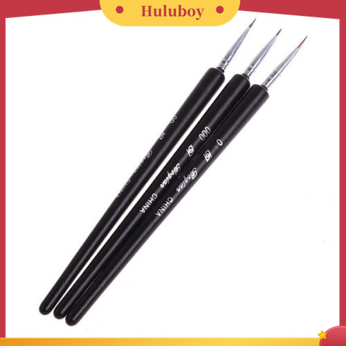 Huluboy Huluboy♡ 3pcs / Set Brush Pen Dotting Untuk Menggambar / Melukis Kutek UV Gel