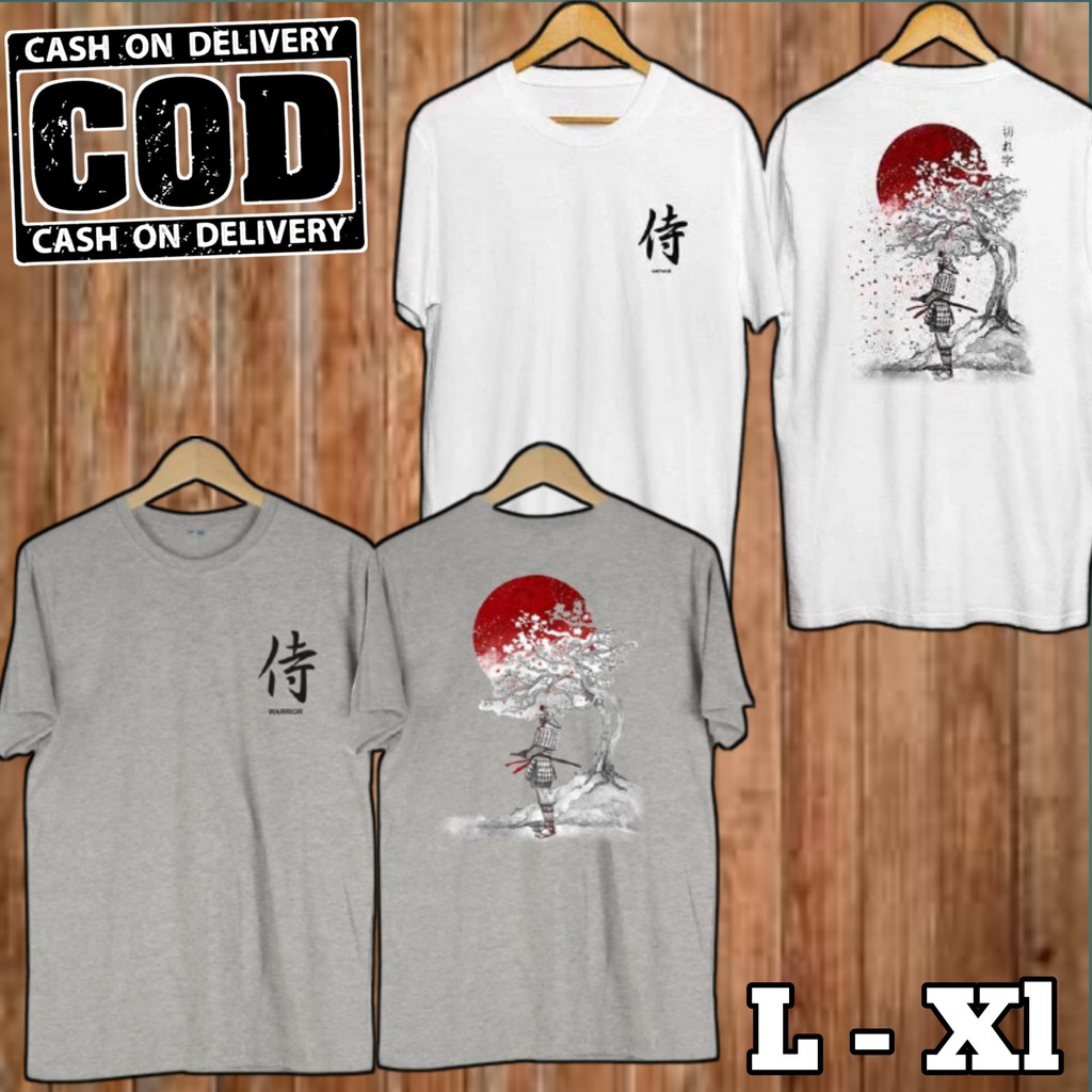 Kaos Distro Pria Original - Tshirt Pria Distro - Baju Kaos Pria Distro Warrior (Putih , Abu Abu )