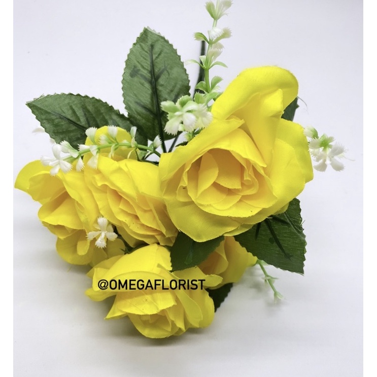 Bunga Rose OF Artificial Bunga Artificial/Bunga Plastik/Bunga Dekorasi/Dekorasi Pernikahan/Pernikahan-Kuning