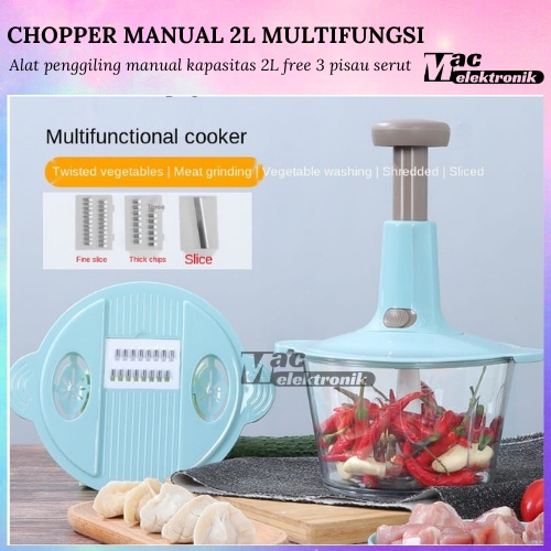 Chopper blender capsule pemotong manual tekan pencacah penggiling daging mixer adonan multi fungsi