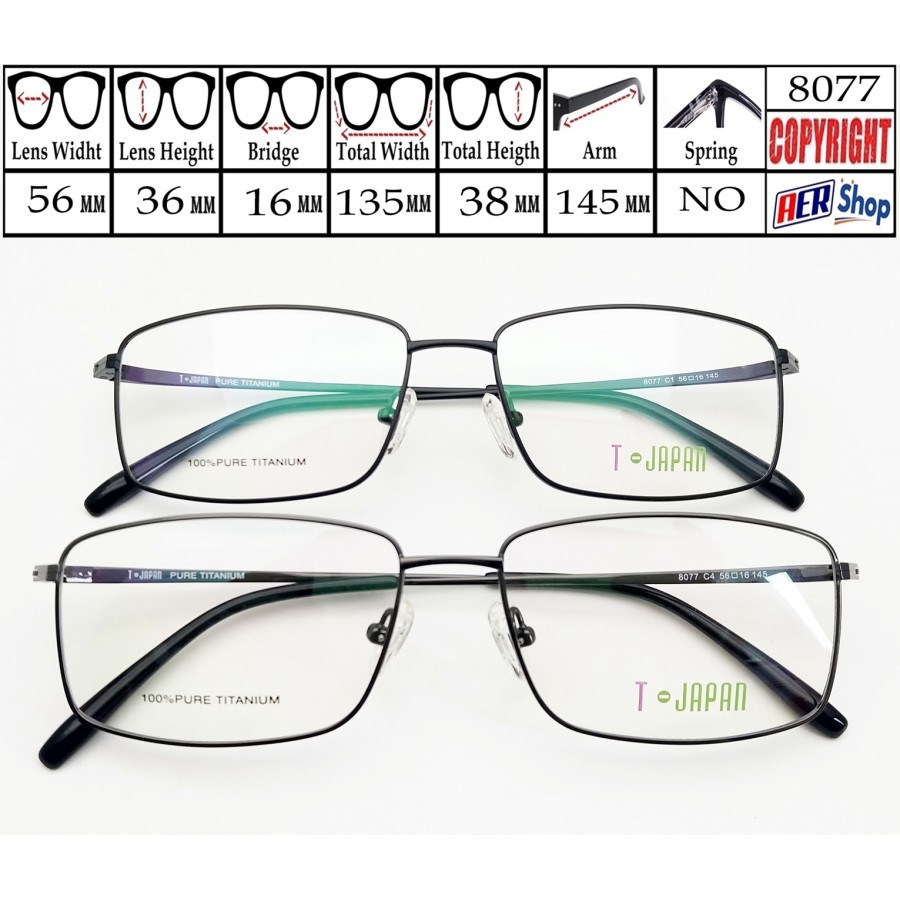 frame original T-JAPAN pure titanium kacamata full Frame minus