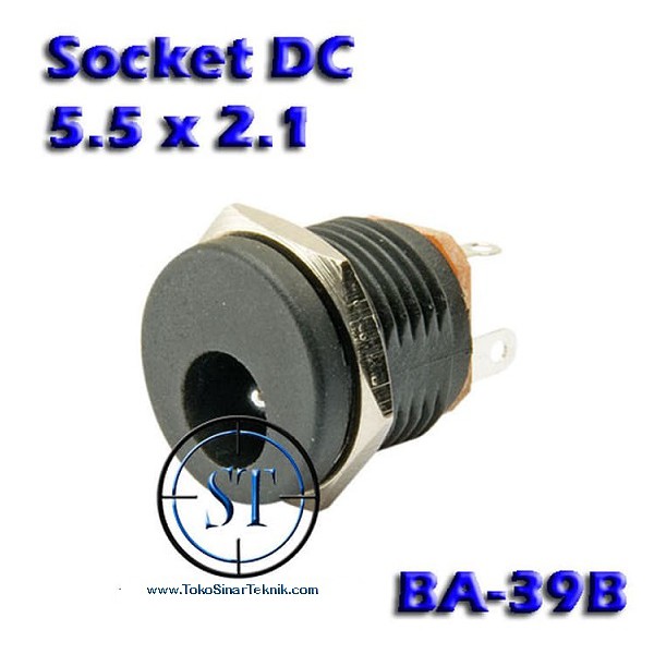 BA-39B Socket DC IN Bulat 2.1x5.5 Mount Box Arduino Female Box Sambungan Jack DC Bulat BA-39B