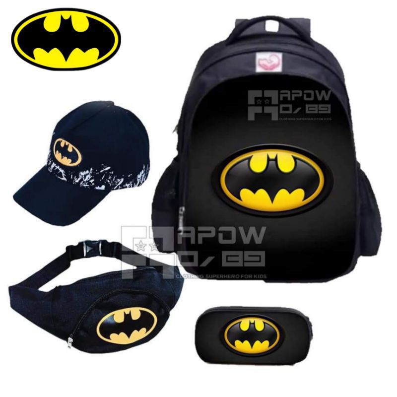 COD Tas anak ransel karakter superhero gratis waistbag topi bordir jam tangan tempat pinsil - tas anak