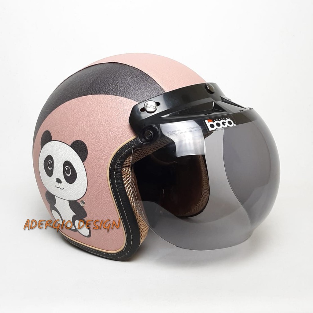 Helm Bogo Classic Dewasa Karakter Panda Full Kulit