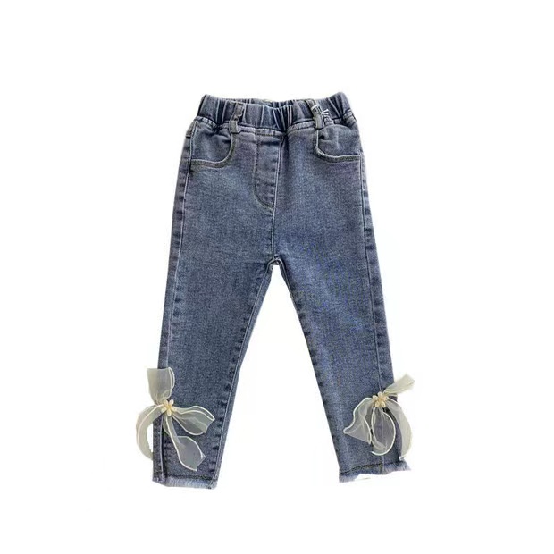 Celana Jeans Anak Perempuan Import  Premium Celana Panjang Anak Cewe Motif Pita