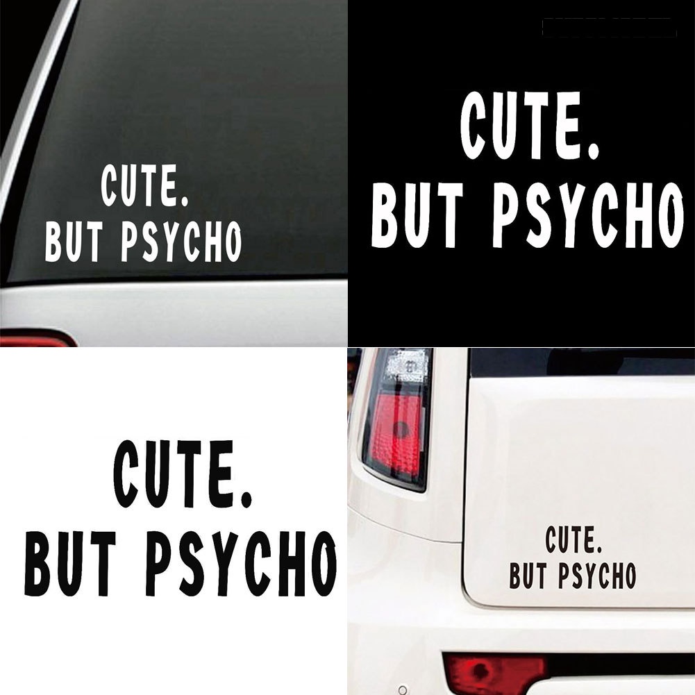 Stiker Tulisan Lucu BUT PSYCHO Reflektif Untuk Dekorasi Mobil