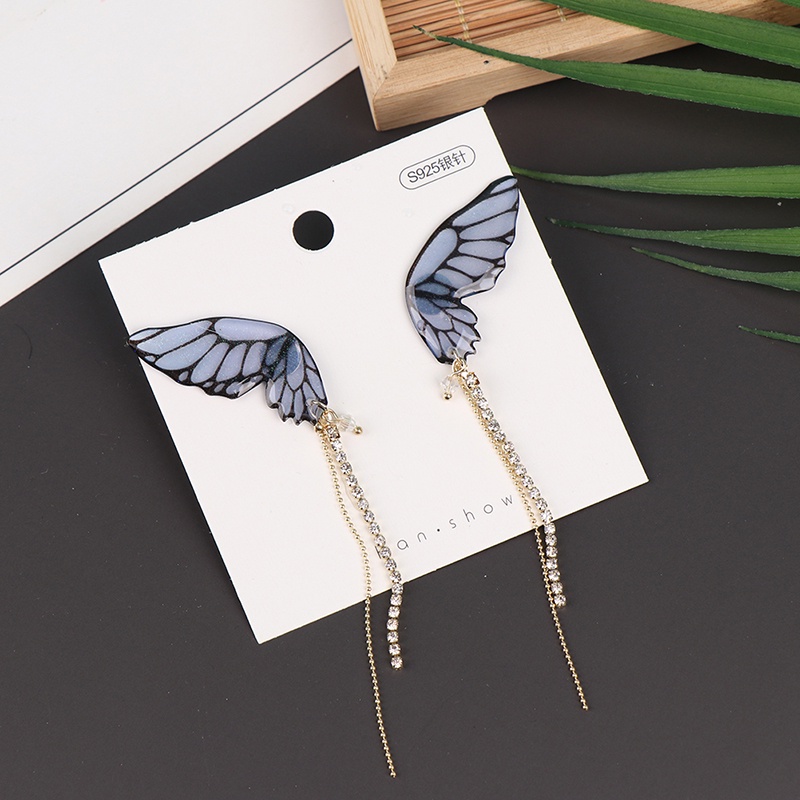 Hbid Anting Gantung Panjang Model Kupu-Kupu Dengan Rumbai Berlian Imitasi Untuk Wanita