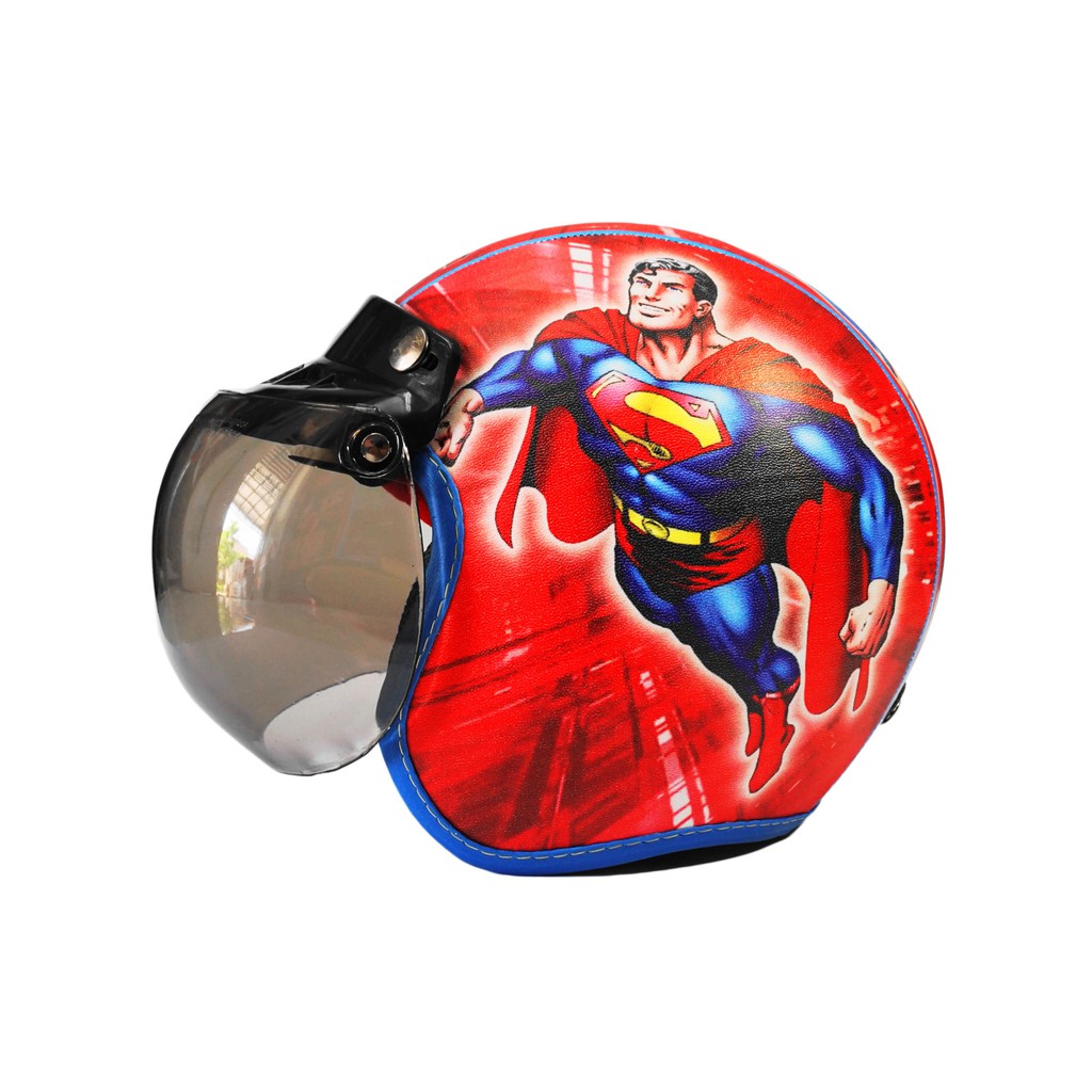 Helm Anak BOGO SUPERMAN Murah / Helmet Non SNI / Helm Karakter Kartun Lucu / Helm Anak Cowok Laki Laki 3 4 5 6 7 Tahun