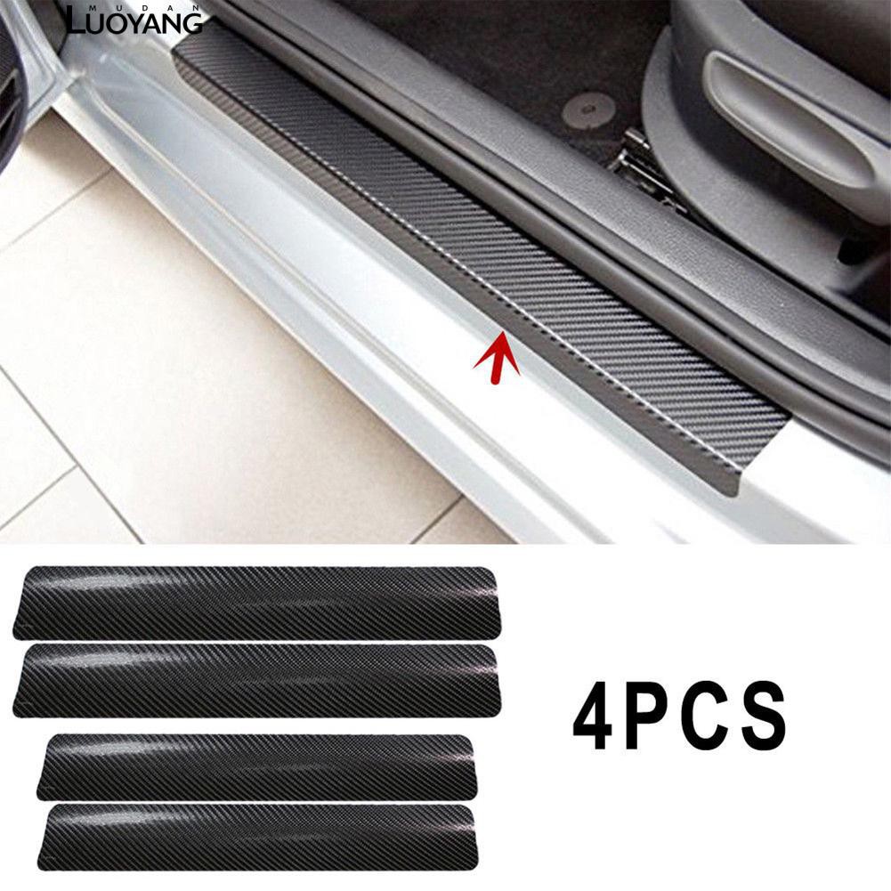 4 Pcs Aksesoris Mobil Pintu Sill Lecet Selamat Datang Pedal Melindungi Stiker Serat Karbon Carbon