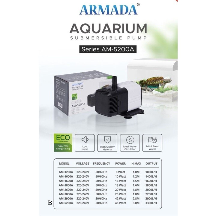 POMPA AQUARIUM ARMADA AM-5200 A / POWER HEAD 5200 LOW WATT TERMURAH