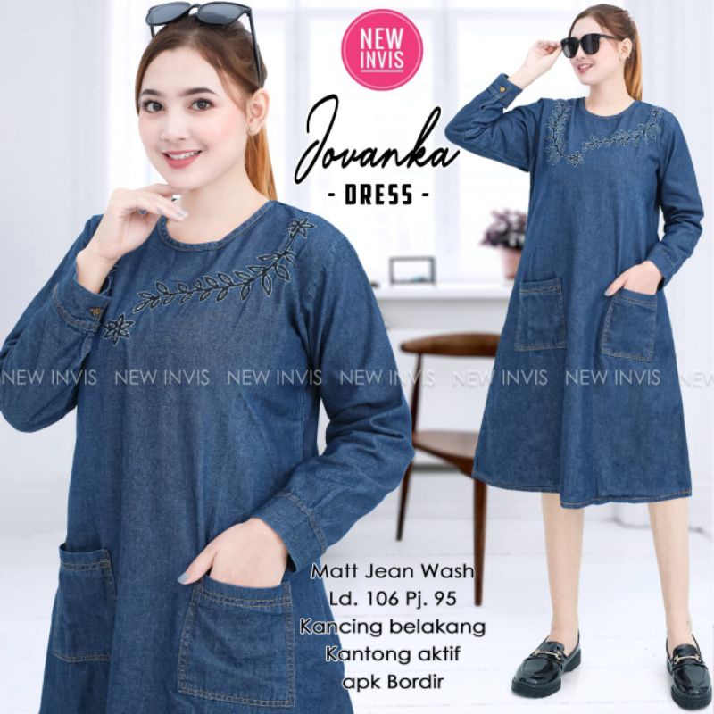 jovanka mini dress jeans lengan panjang by new invis