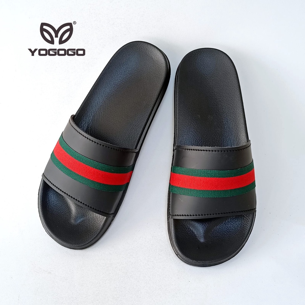 SendaLs Slide/Sandal Slop Urban Bahan Semi Leather Santai Nyaman Jalan NgemalL HangOut-HITAM