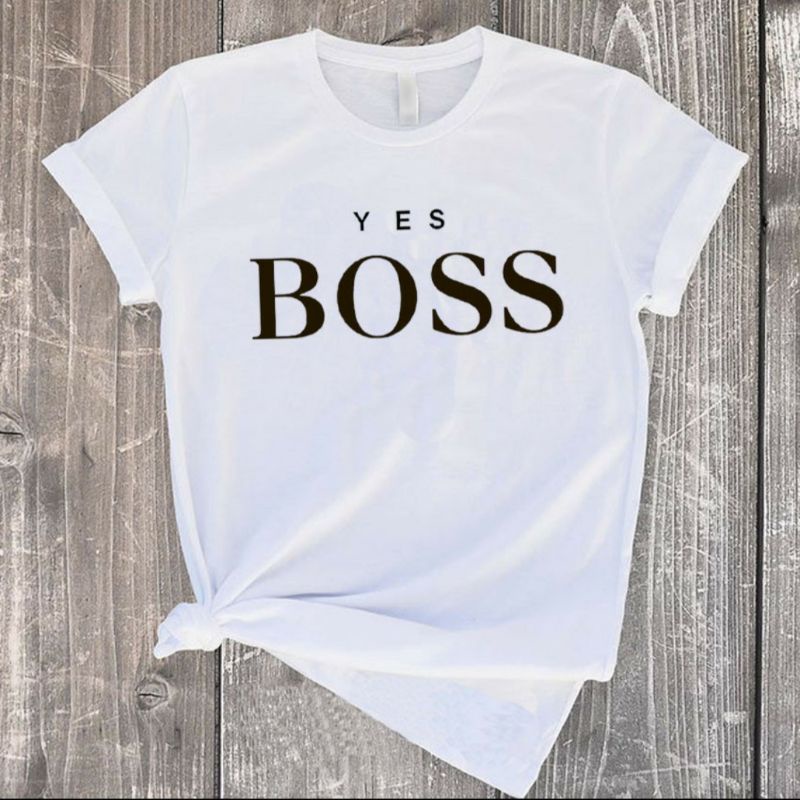 Kaos Oblong Wanita Cotton Combed BOSS Baju Kaos Wanita Lengan Pendek Atasan Tshirt Wanita Baju Oblong Cewek