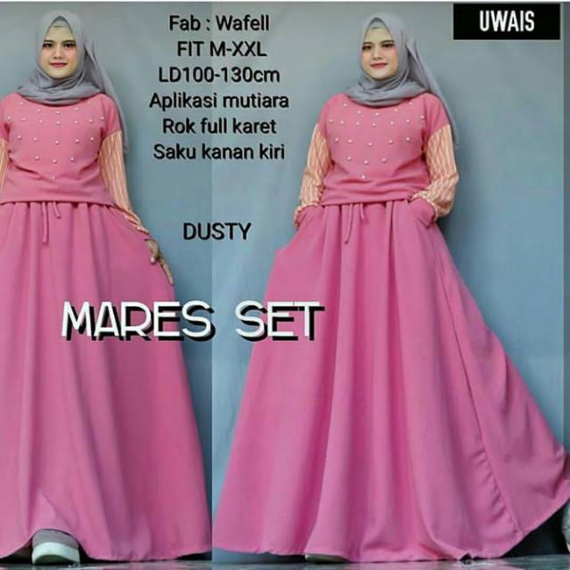 MARES SET - Baju Setelan Wanita Terbaru / Satu Set Atasan Blus Lengan Panjang dan Bawahan Rok Murah