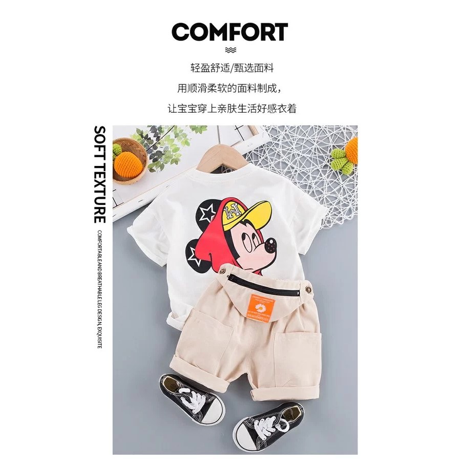 Set 2pcs Baju anak Dengan Gambar Motif+Celana Pendek Untuk Laki-Laki MC52 MB