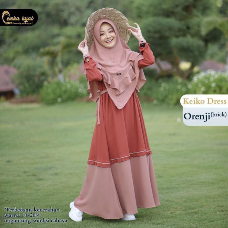 Ready Gamis Keiko Set By Emka Hijab -Bahan Wollycrepe Lux High Quality