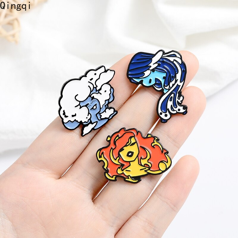 Bros Pin Enamel Desain Kartun Air Cloud Fire Girls Untuk Wanita