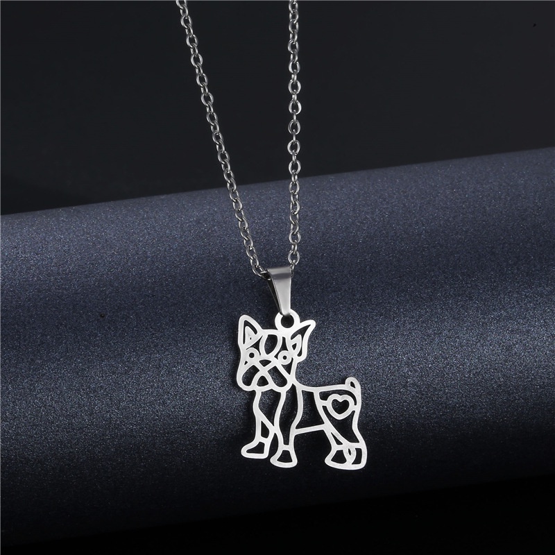 Baru Hollow Hewan kalung wanita sederhana trendi stainless steel anjing liontin klavikula rantai orn