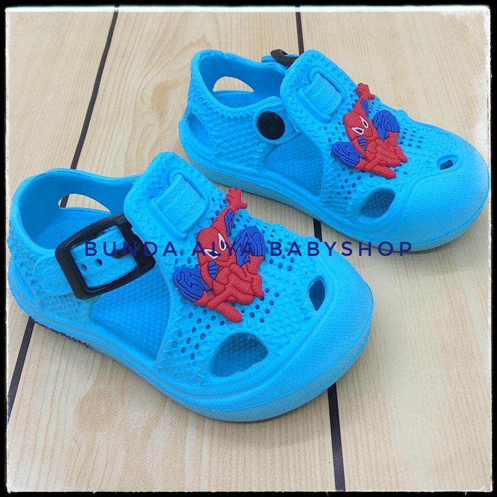 Sendal Anak Laki Laki Usia 6 Bulan 1 2 Tahun Motif Kartun BIRU Lucu Alas Karet Anti Licin - Sepatu Sandal Anak Cowok Karet Anti Licin