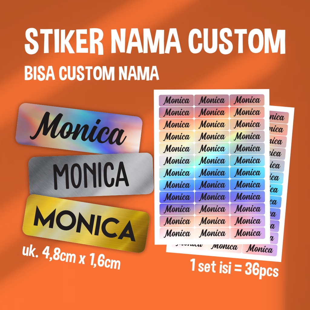 

STIKER NAMA CUSTOM / NAMETAG / TAHAN AIR / ANTI LUNTUR ( CHROME / HOLOGRAM / EMAS / GOLD ) | SUN PRINTING
