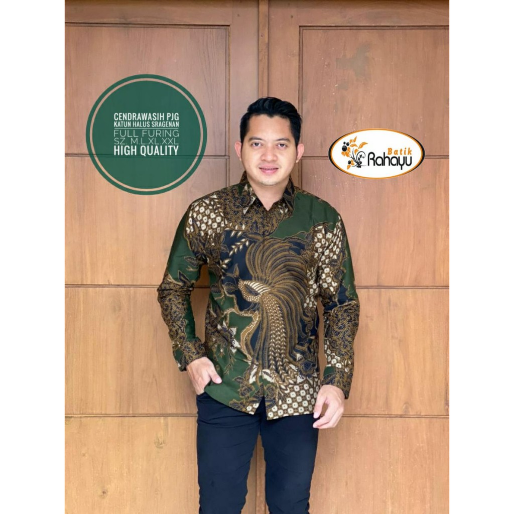 CENDRAWASIH PJG RAHAYU KEMEJA BATIK PRIA SOLO LENGAN PANJANG PENDEK LAPIS FURING ATASAN PREMIUM