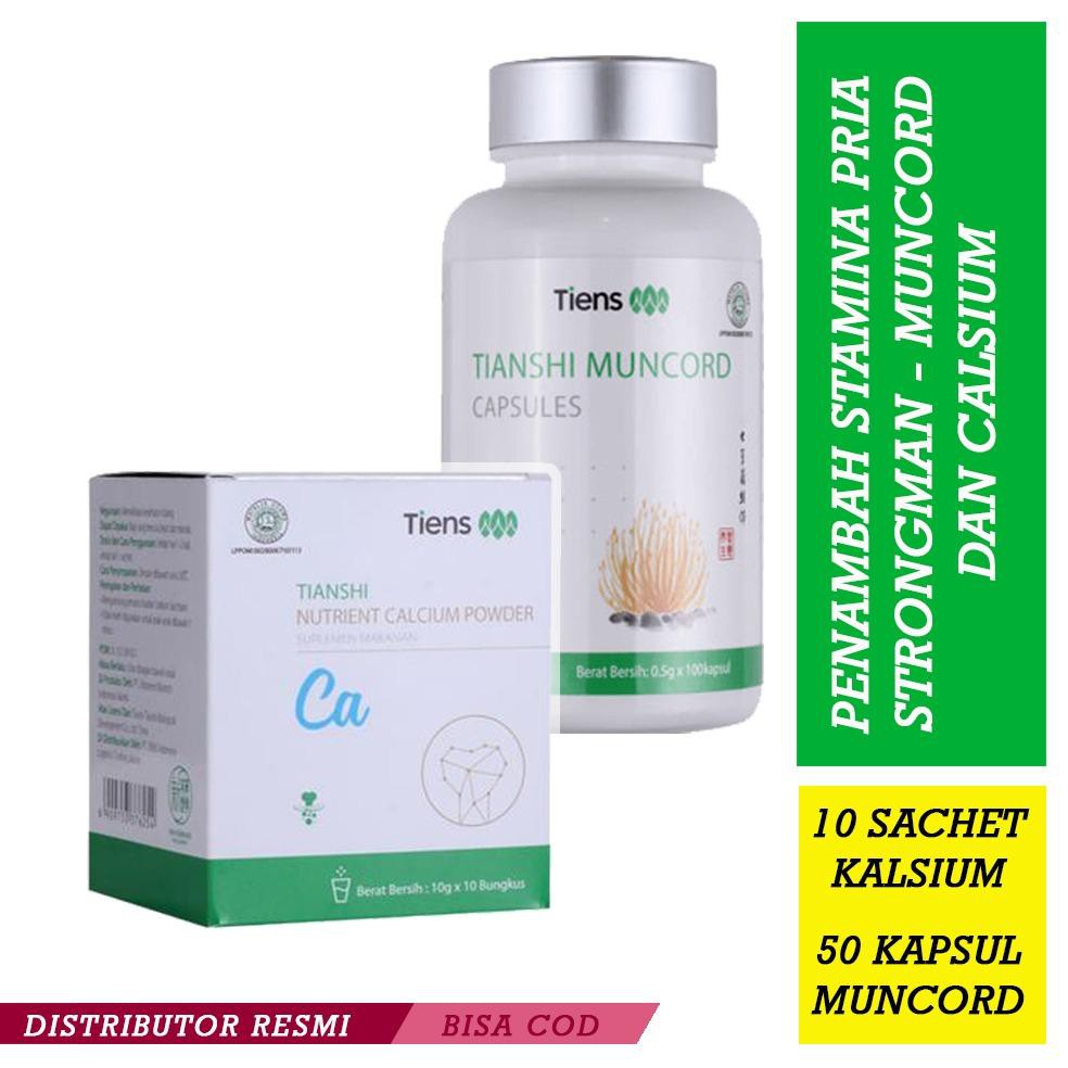 Tiens Paket Penambah Stamina / Strong Man / Herbal - Muncord Isi 50 Kapsul dan Kalsium Isi 10 Sachet