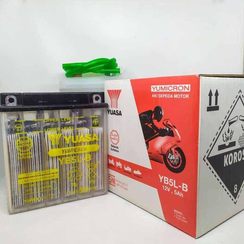 AKI MOTOR YUASA YB5-LB (AKI BASAH) UNTUK MOTOR SUPRA