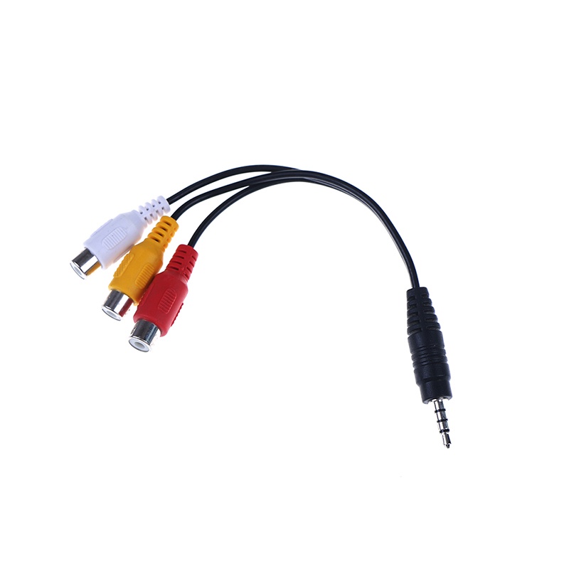 (LUCKID) Kabel audio video stereo jack 3.5mm male Ke 3rca female Panjang 28cm