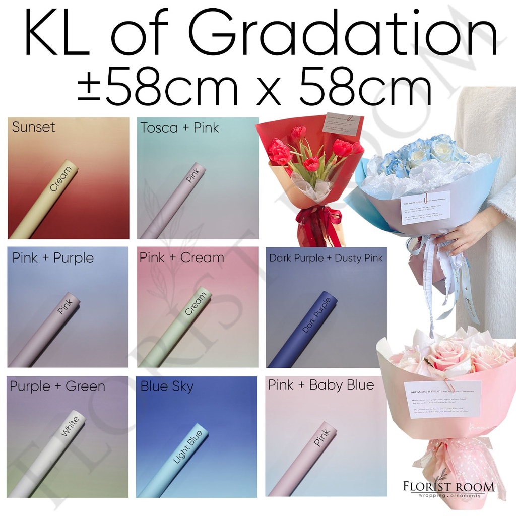 

3 Lembar KL of Gradation - Cellophane - Flower Wrapping