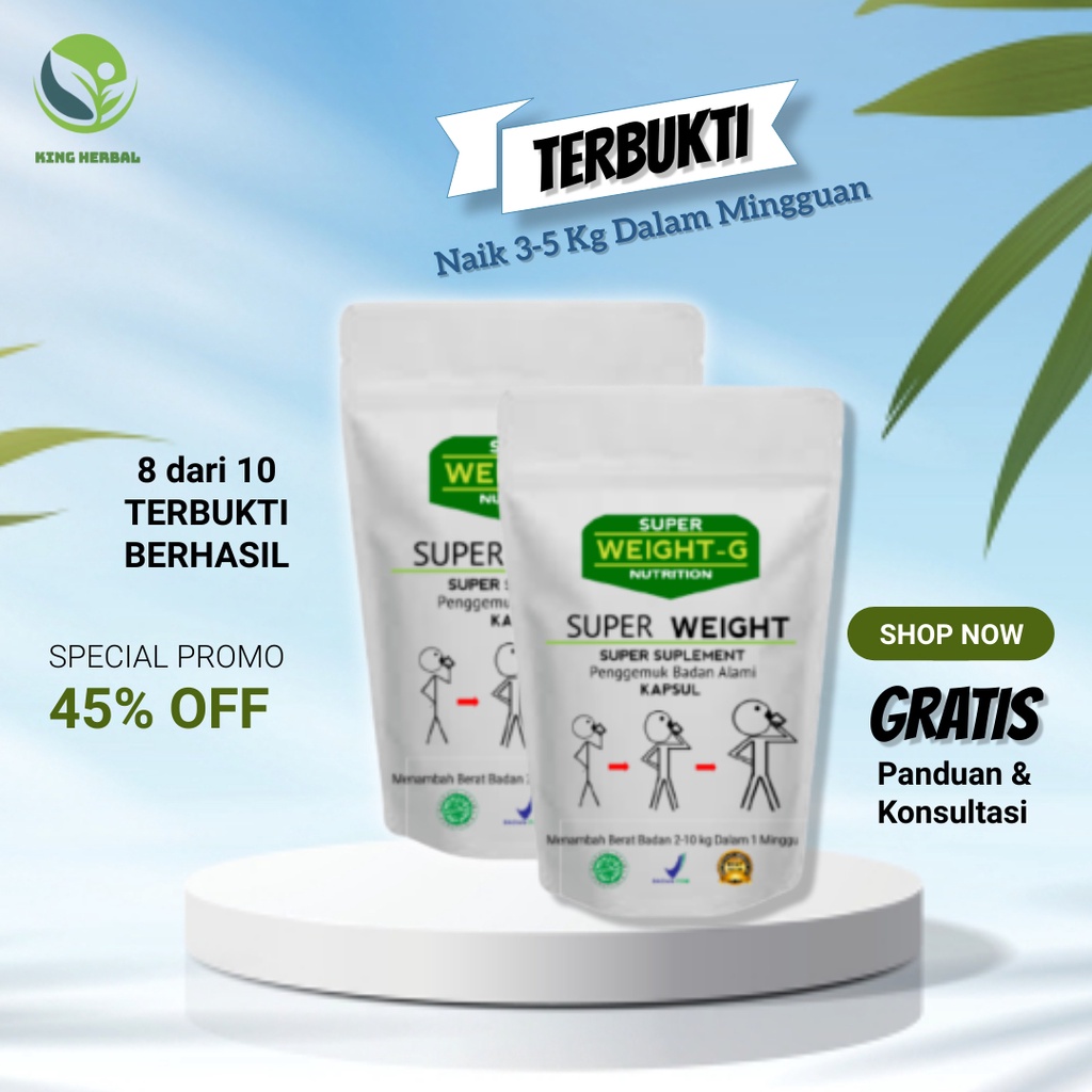 Obat Gemuk Suplemen Penambah Berat Penggemuk Badan Dewasa BPOM Permanen SUPER WEIGHT GAIN original
