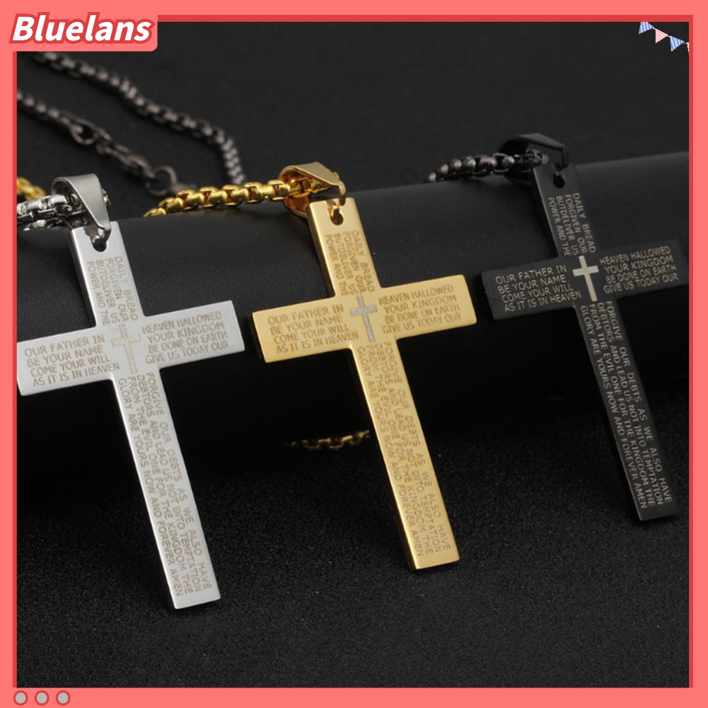 Kalung Rantai Liontin Salib Bahan Titanium Steel Gaya Retro Untuk Pria