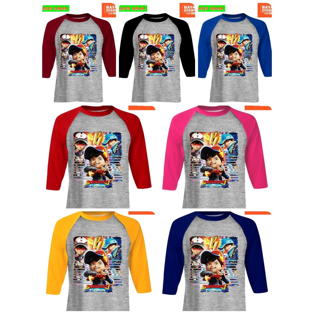 fei fashion |baju kaos anak laki laki|baju anak boboiboy galaxy halilintar topi merah lengan 3/4