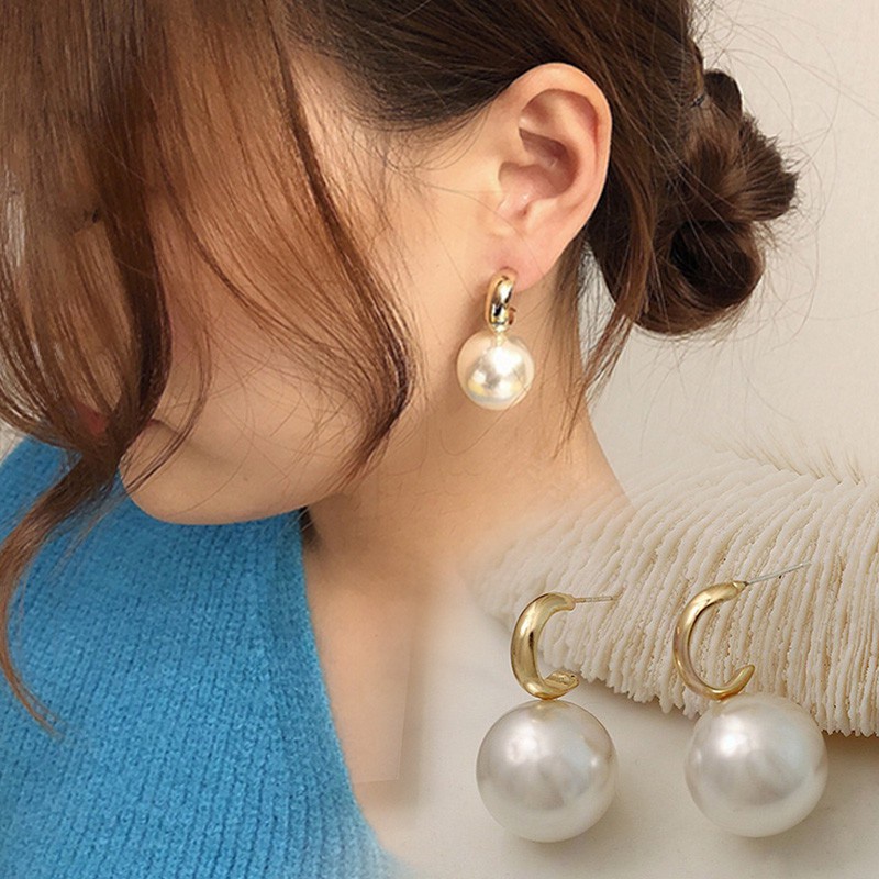 Anting 925 Silver Needle Aksen Mutiara Bahan Alloy Gaya Korea Retro Untuk Wanita