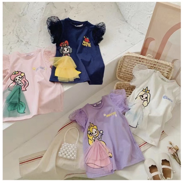 babyfit DEESNEYA [3-7thn]princess dress katun real baju gaun lengan puff renda korean kaos import anak perempuan qk-0904r