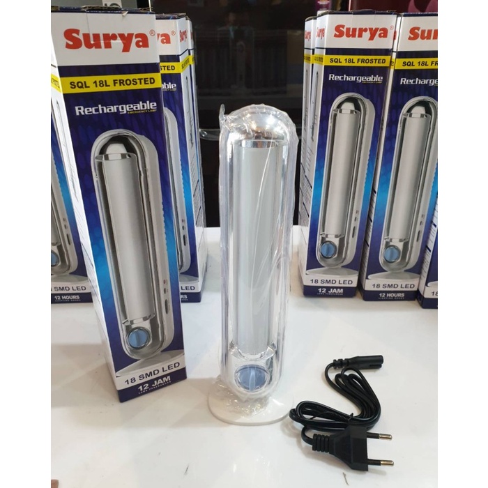 promo lampu cas isi ulang emergency surya sql 18l frosted
