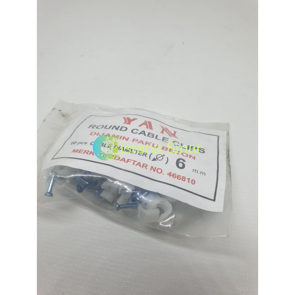 Klem Kabel No.6 Paku Beton (6mm) Yan Per Pack Isi 60 Pcs